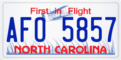 NC license plate AFO5857