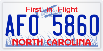 NC license plate AFO5860