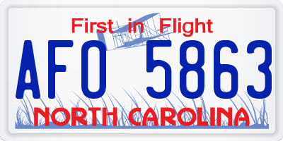 NC license plate AFO5863