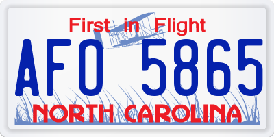 NC license plate AFO5865