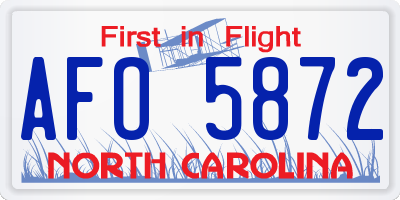 NC license plate AFO5872