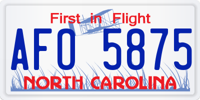 NC license plate AFO5875