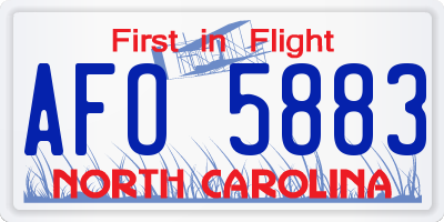 NC license plate AFO5883