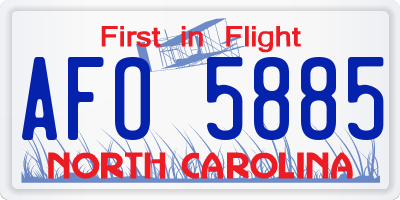 NC license plate AFO5885