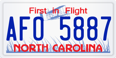 NC license plate AFO5887
