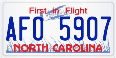 NC license plate AFO5907