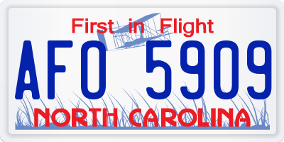 NC license plate AFO5909