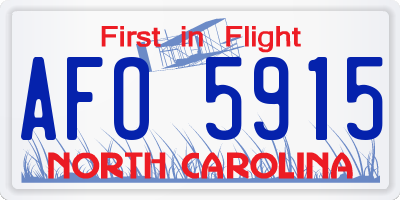 NC license plate AFO5915