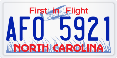 NC license plate AFO5921