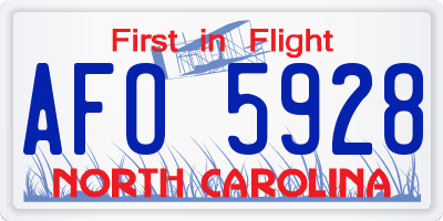 NC license plate AFO5928