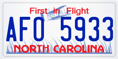 NC license plate AFO5933