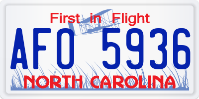 NC license plate AFO5936