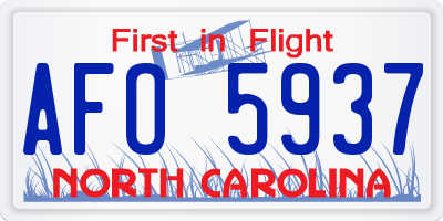 NC license plate AFO5937