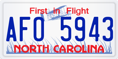NC license plate AFO5943