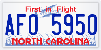 NC license plate AFO5950