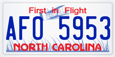 NC license plate AFO5953