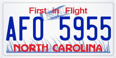 NC license plate AFO5955