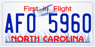 NC license plate AFO5960