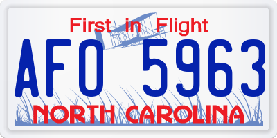NC license plate AFO5963