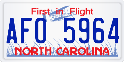 NC license plate AFO5964