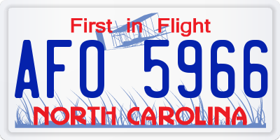 NC license plate AFO5966