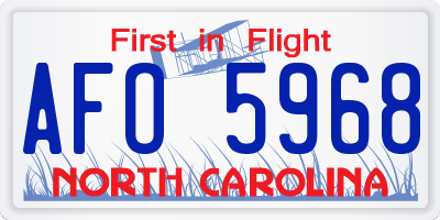 NC license plate AFO5968