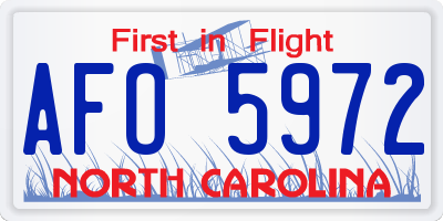 NC license plate AFO5972
