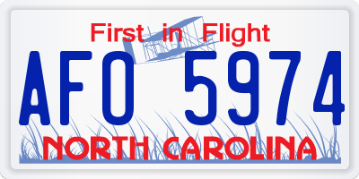 NC license plate AFO5974