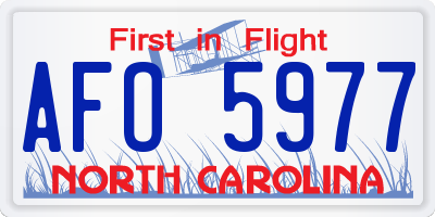 NC license plate AFO5977