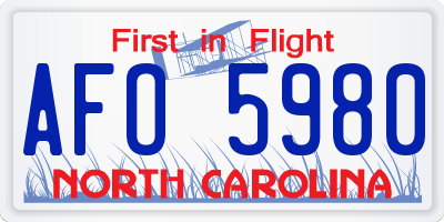 NC license plate AFO5980
