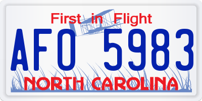 NC license plate AFO5983