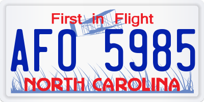 NC license plate AFO5985