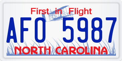 NC license plate AFO5987