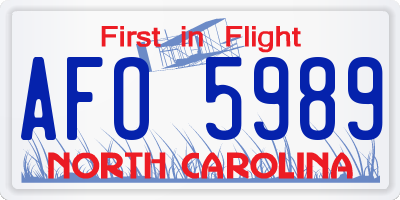 NC license plate AFO5989