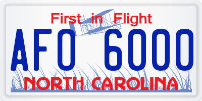 NC license plate AFO6000
