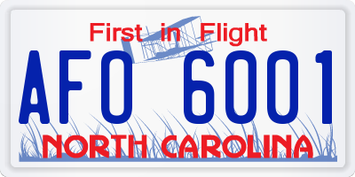 NC license plate AFO6001