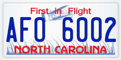 NC license plate AFO6002
