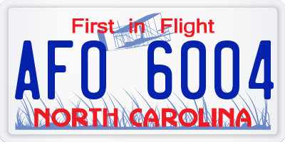 NC license plate AFO6004
