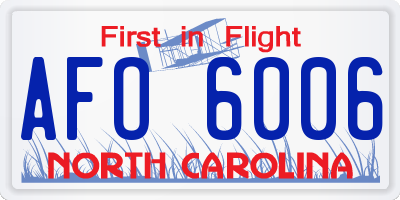 NC license plate AFO6006