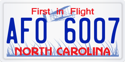NC license plate AFO6007