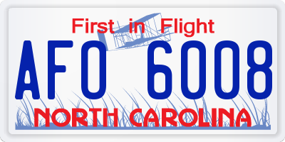 NC license plate AFO6008