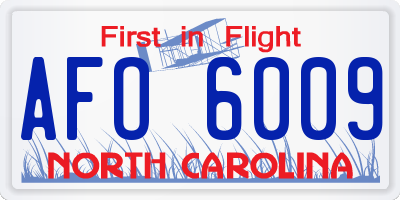 NC license plate AFO6009