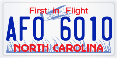 NC license plate AFO6010