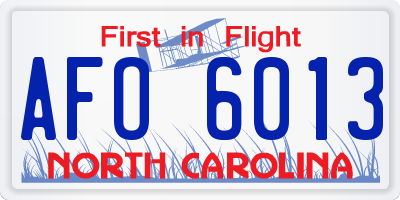 NC license plate AFO6013