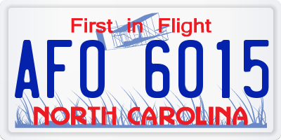 NC license plate AFO6015