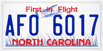 NC license plate AFO6017