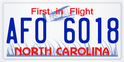 NC license plate AFO6018
