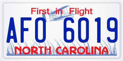 NC license plate AFO6019