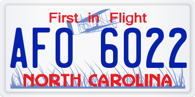 NC license plate AFO6022