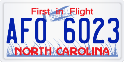 NC license plate AFO6023